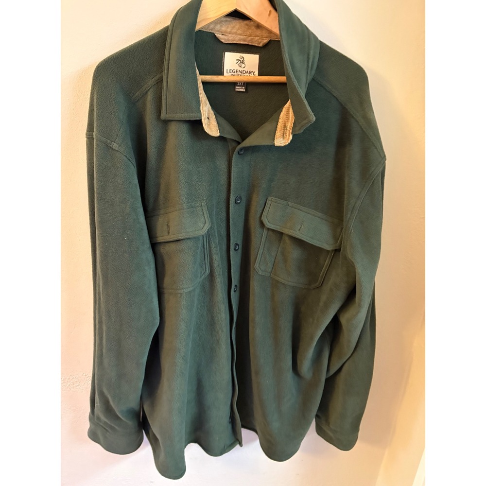 Legendary Whitetails Mens 2XT Green Fleece Shirt Jacket Corduroy Trim Big Tall